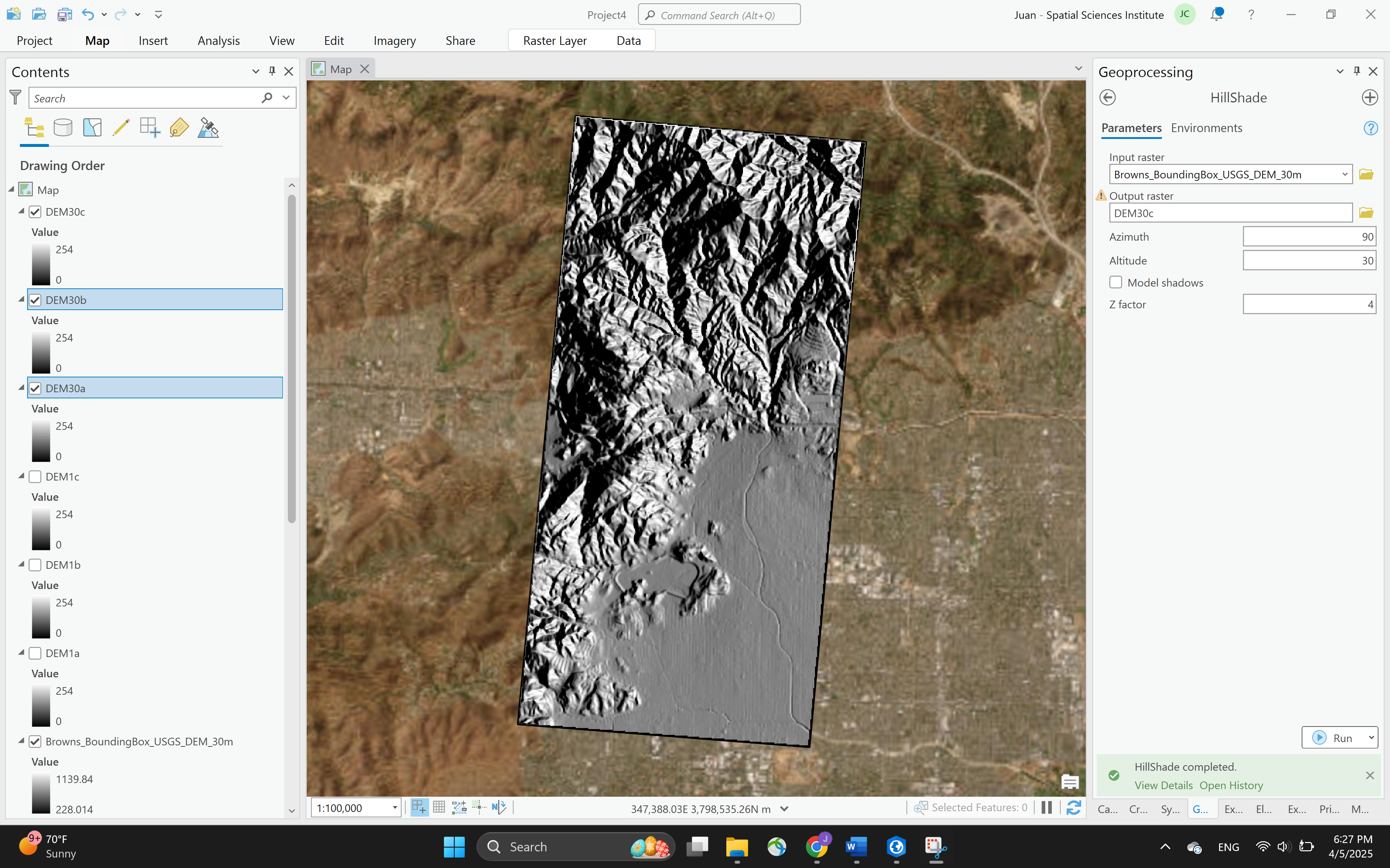 DEM 30m Morning hillshade